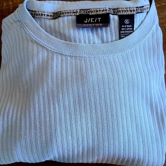 J/E/T MEN'S BLUE RIBBED XL SHORT-SLEEVE TEE NWOT! - Picture 3 of 3